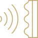 Soundproofing panel with yellow sound waves on a dark background, indicating acoustic insulation.